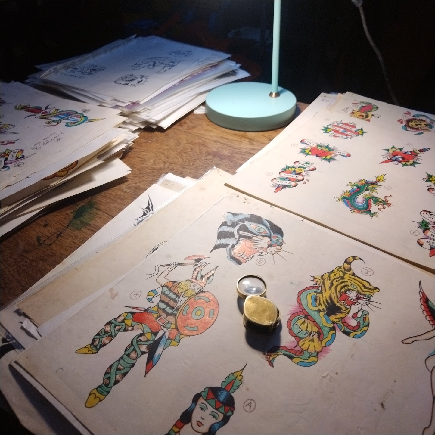A rare collection of Original 80's and 90's iconic tattoo flash art