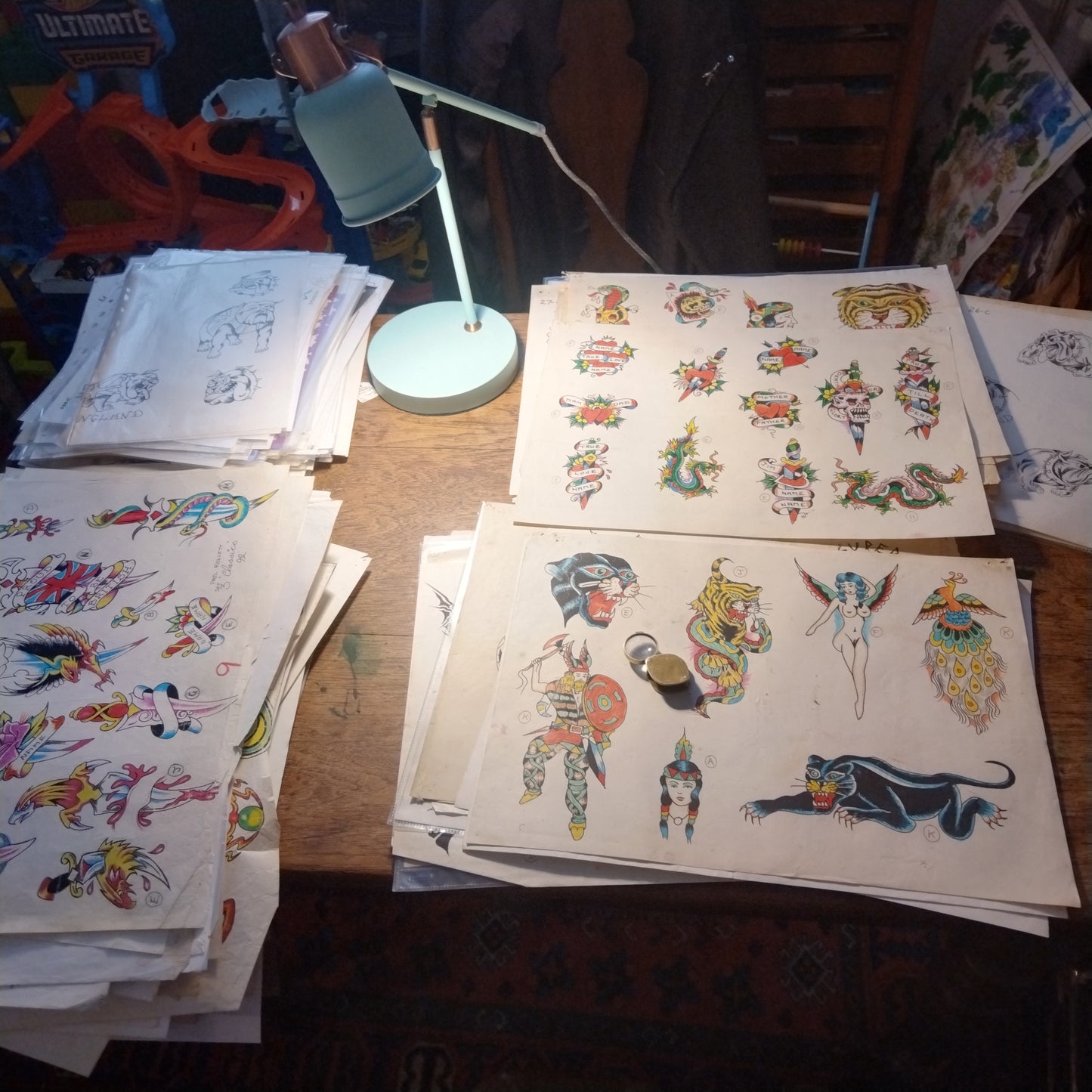 A rare collection of Original 80's and 90's iconic tattoo flash art